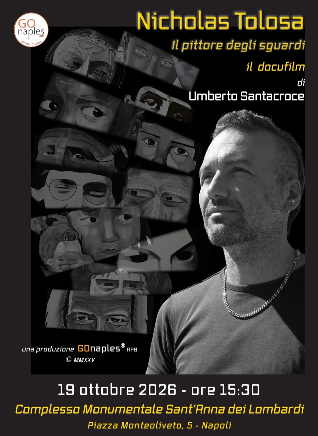 Al Complesso Monumentale Sant’Anna dei Lombardi il docufilm su Nicholas Tolosa alla presenza dell’artista e del regista Umberto Santacroce